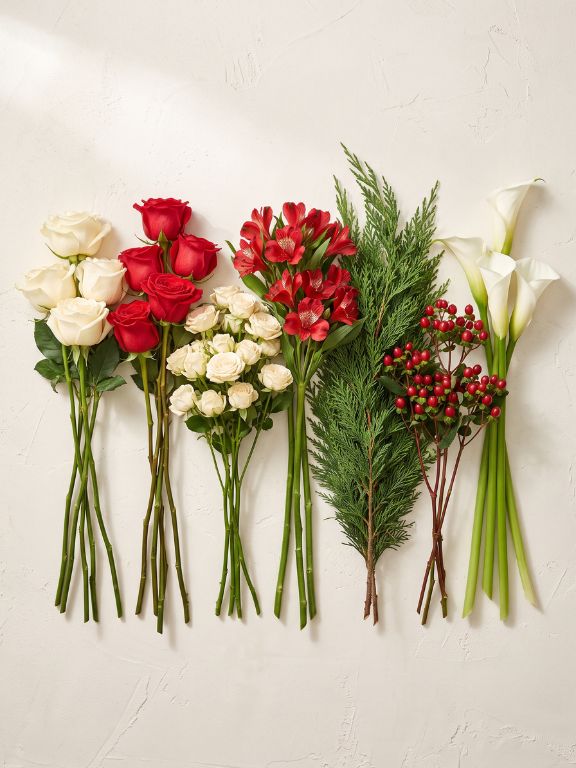 WENT TO THE MARKET FOR ASSORTED CHRISTMAS FLOWERS